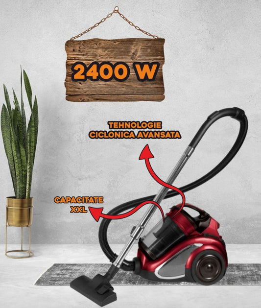 Aspirator fara sac-2400 Watt Negru/Rosu